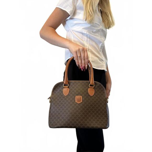 Chic Brown Celine Satchel with Fancy Leather Handles - Picture 1 of 6